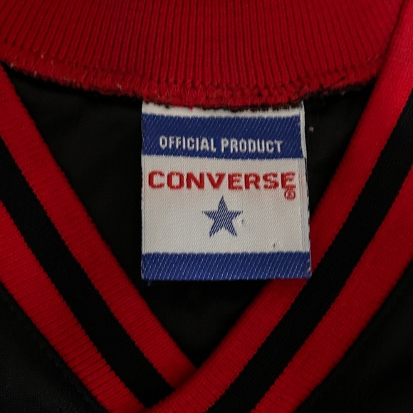 90s Converse All Stars Embroidered Basketball Mesh Black & Red Large Jersey - Picture 5 of 8